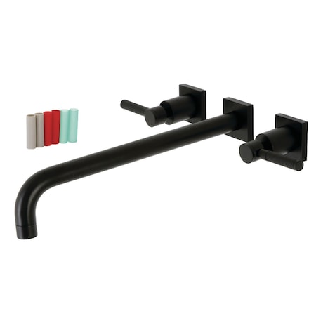 Kingston Brass KS6040DKL Wall Mount Tub Faucet, Matte Black KS6040DKL